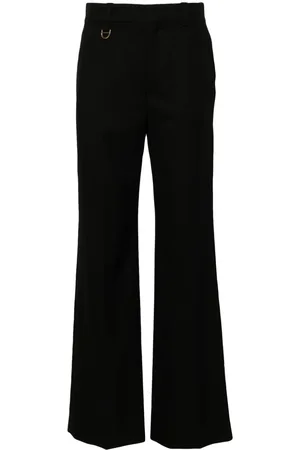 Chloé Pantaloni dritti in lana con motivo in pied-de-poule