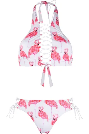 Noire Swimwear Set bikini Addicted Flamingo con stampa