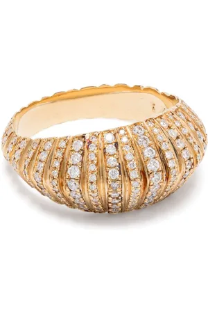 Lizzie Mandler Anello XL Fluted Crescent in giallo 18kt con diamanti