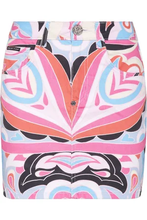 Philipp Plein Minigonna denim con stampa Colorful Circus