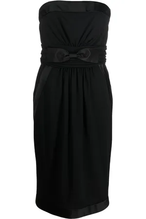 CHANEL Abito midi senza spalline con fiocco anni 