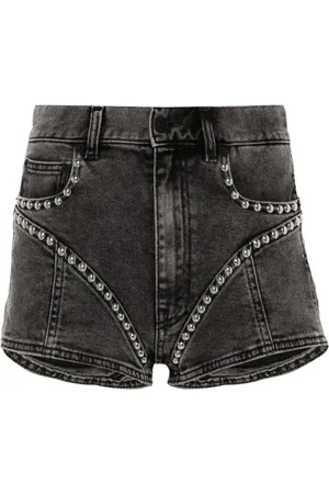 MUGLER Shorts denim con borchie