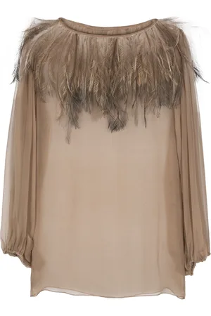 Dolce & Gabbana Blusa con rifinitura di piume anni 2000