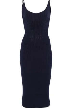 MUGLER Abito midi a coste