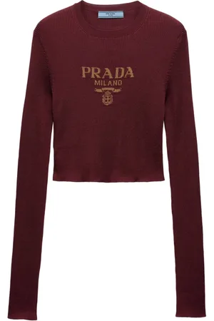 Prada Top in maglia con logo a intarsio