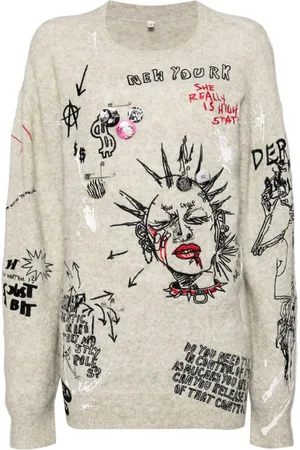 R13 Maglione boyfriend con ricamo