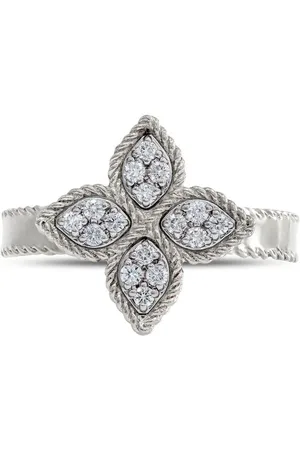 Roberto Coin Anello Princess Flower in oro bianco 18 carati con diamanti