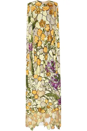 Oscar de la Renta Caftano Art Nouveau con paillettes