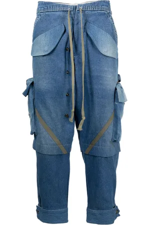 GREG LAUREN Jeans con design a inserti