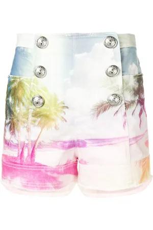 Balmain Shorts denim con stampa