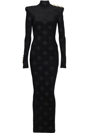 Balmain Abito lungo a quadretti
