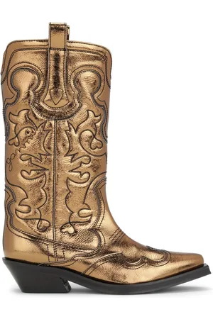 Ganni Stivali Western con ricamo