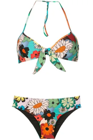 AMIR SLAMA Set bikini a fiori con scollo all