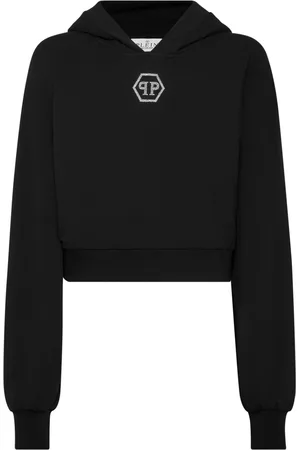 Philipp Plein Felpa crop con cappuccio