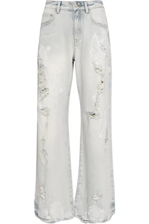 JNBY Jeans a gamba ampia con effetto vissuto