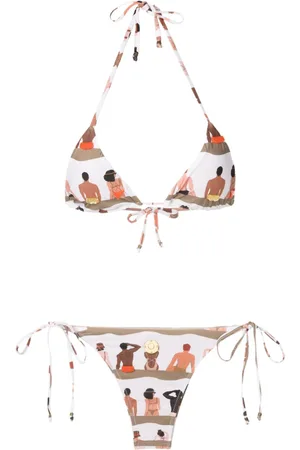 AMIR SLAMA Set bikini con stampa grafica e scollo all