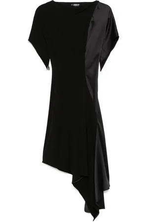 MUGLER Abito midi asimmetrico plissettato