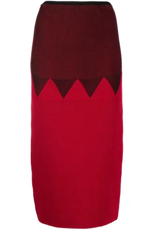 Jean Paul Gaultier Gonna midi con motivo a zigzag