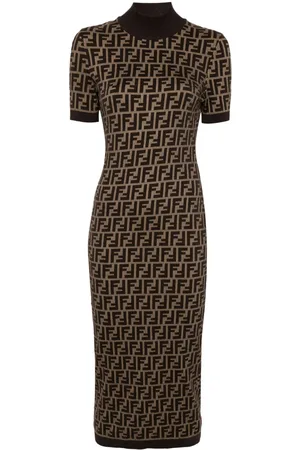 Fendi Abito midi con motivo FF jacquard