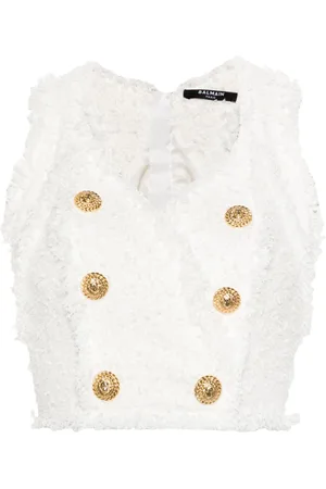 Balmain Top con logo goffrato