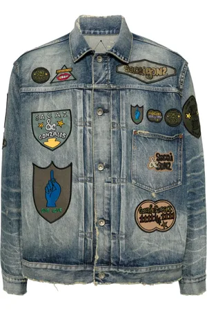 SACAI Giacca denim con applicazione