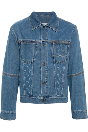 Marine Serre Giacca denim con stampa Crescent Moon
