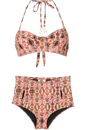 AMIR SLAMA Set bikini a fiori con scollo all