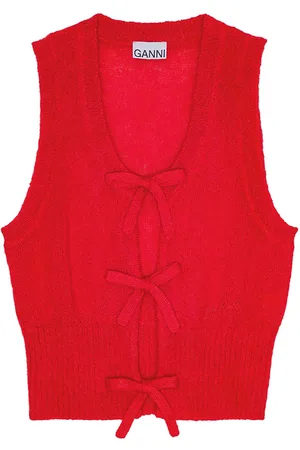 Ganni Top smanicato con fiocco
