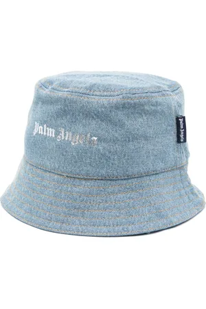 Palm Angels Cappello a tesa larga denim con stampa