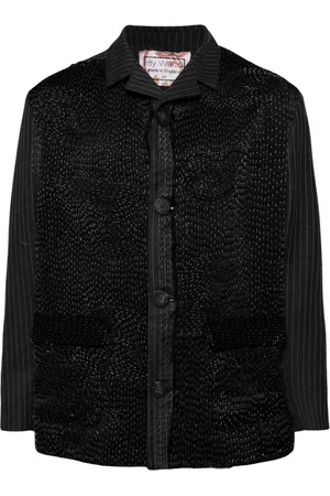 BY WALID Giacca-camicia gessata con ricamo