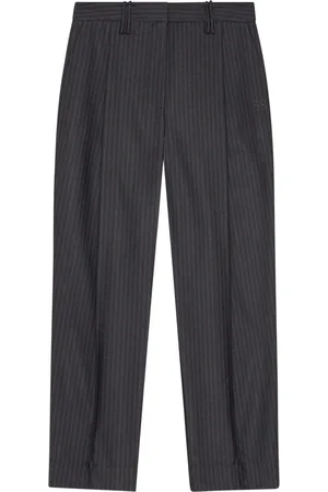 Ganni Pantaloni gessati con pieghe