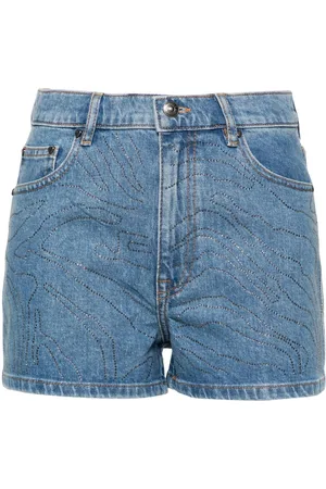 ROTATE Shorts denim con strass