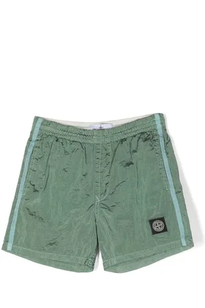 Stone Island Costume da bagno arricciato con applicazione logo