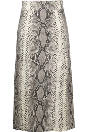 ALBERTO BIANI Snakeskin-print high-waist midi skirt