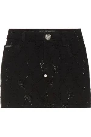 Philipp Plein Gonna denim con monogramma