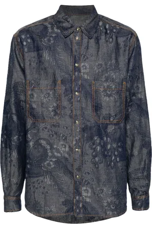 Etro Camicia denim con motivo jacquard
