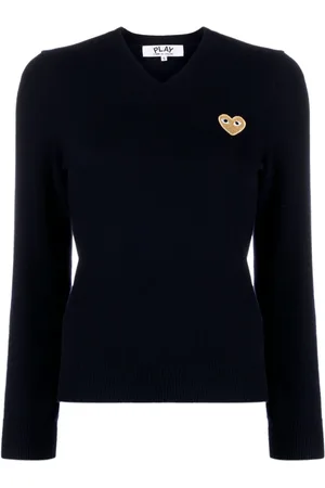 Comme des Garçons Maglione in lana con applicazione a cuore e scollo a V