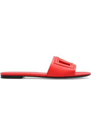 Dolce & Gabbana Sandali slides in pelle con logo DG