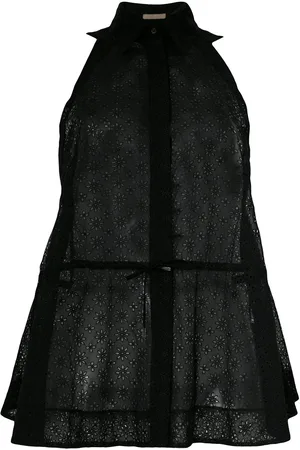 Alaïa Sheer drawstring sleeveless shirt