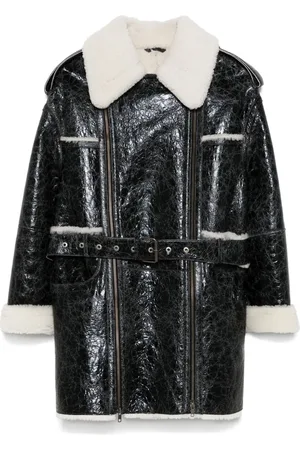 Manokhi Cappotto di pelle con effetto craquelé