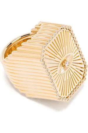 Marie Lichtenberg Anello a sigillo Eye Scap in giallo 18kt con diamanti
