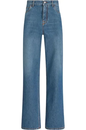 Etro Jeans a gamba ampia Pegaso con ricamo