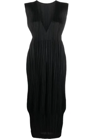 PLEATS PLEASE ISSEY MIYAKE Abito midi con scollo a V