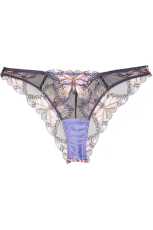FLEUR DU MAL Slip con ricamo farfalle