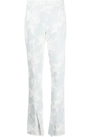 ZIMMERMANN Jeans dritti con ricamo a fiori