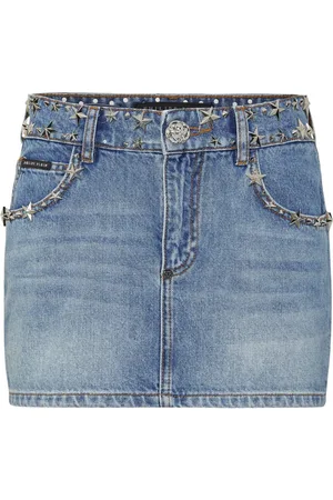 Philipp Plein Gonna denim Star con borchie