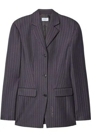 OFF-WHITE Blazer gessato con ricamo
