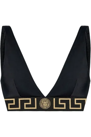 VERSACE Top bikini con fascia logo