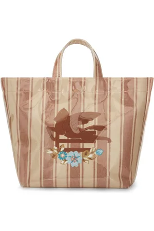 Etro Borsa tote con motivo Pegaso a righe jacquard