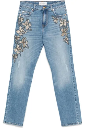 Ermanno Firenze Jeans con ricamo a fiori